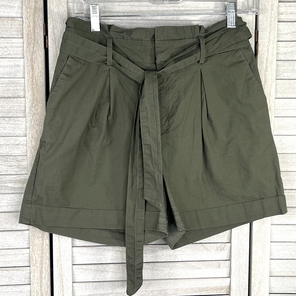 A NEW DAY Paperbag Waist Casual Shorts Olive Green-Small - Picture 1 of 2